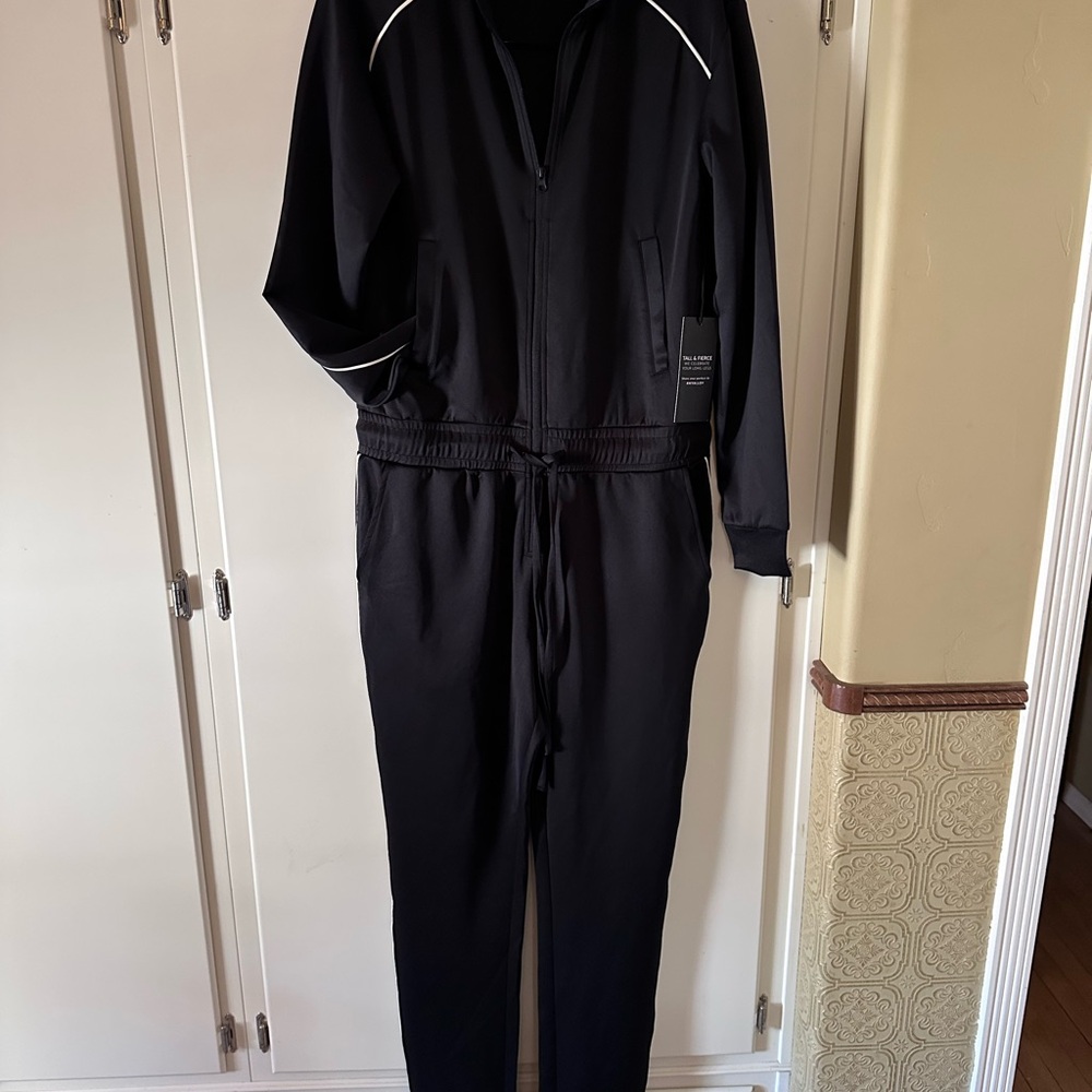 Black Tracksuit with White Piping
